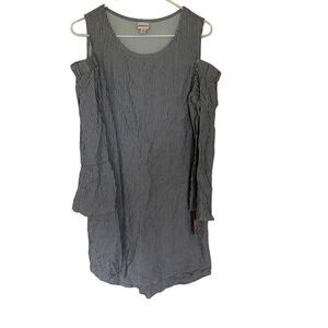 Merona striped cold shoulder long sleeve dress small